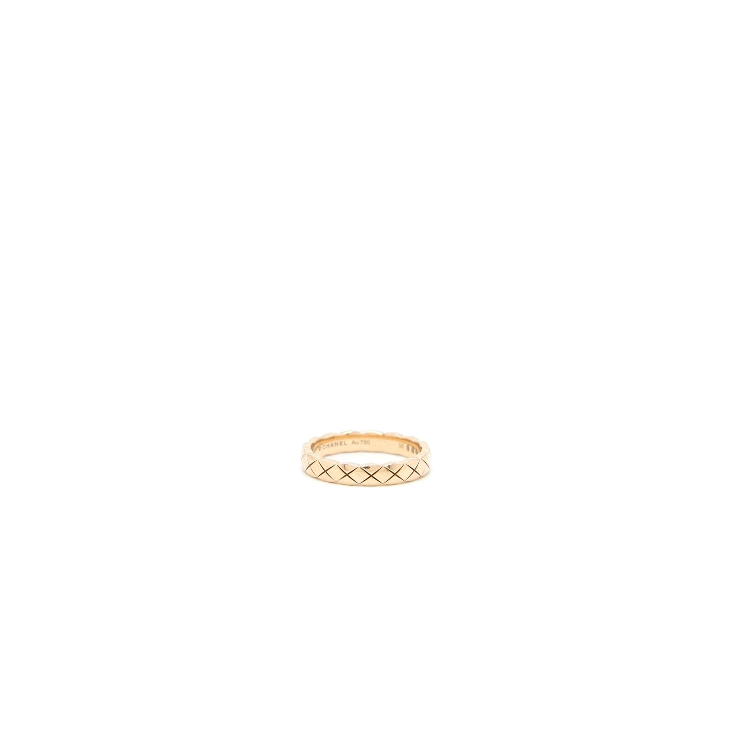 Chanel Size 50 Mini Version Coco Crush Ring Quilted Motif 18K Beige Gold