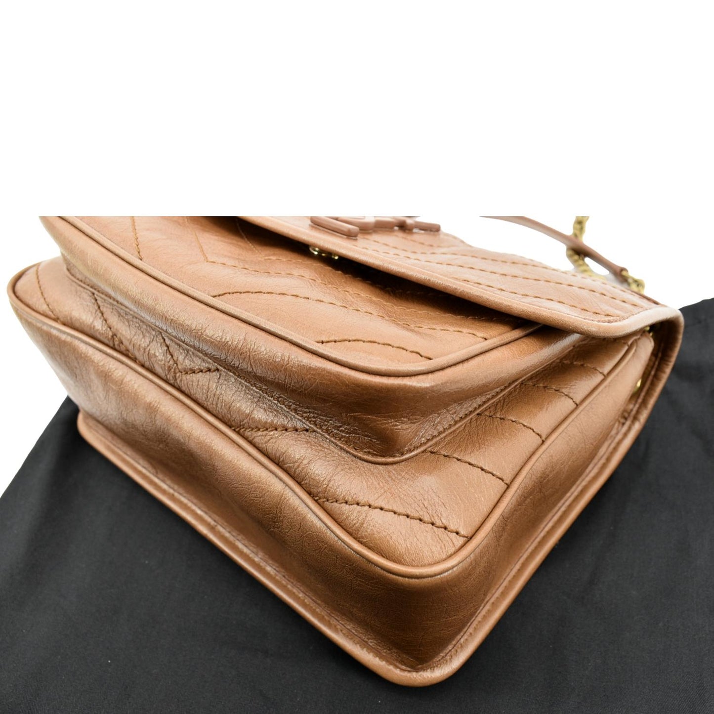 YVES SAINT LAURENT Niki Medium Leather Crossbody Bag Dark Brown