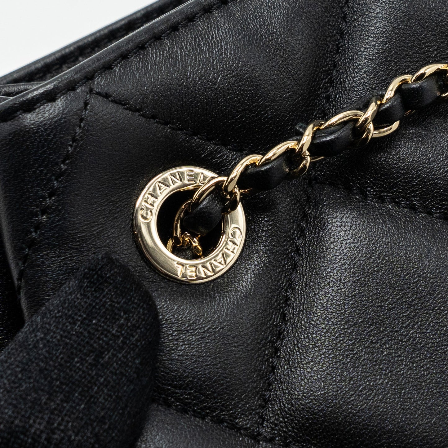 Chanel Drawstring Bucket Bag Calfskin Black L