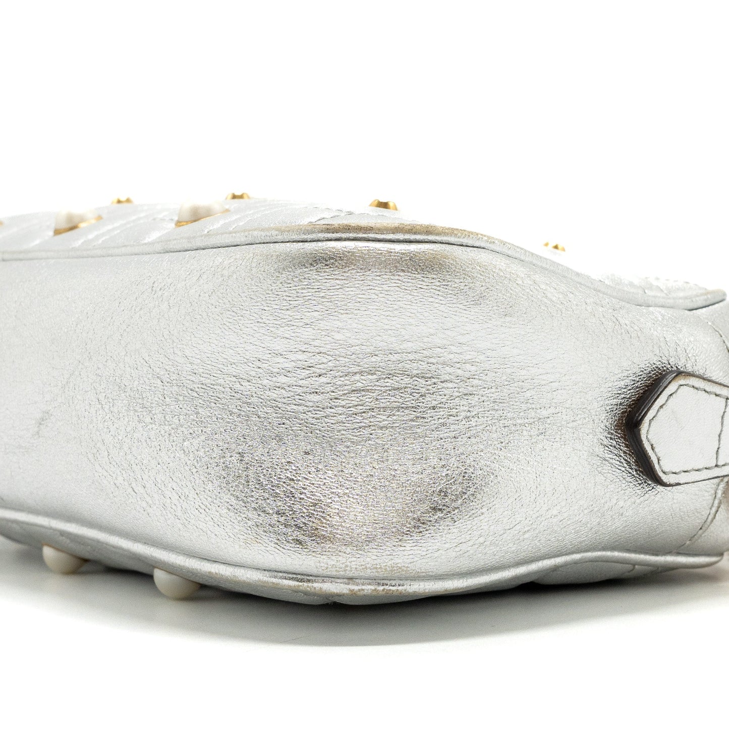 Gucci GG Marmont Camera Bag With Pearl Leather Silver
