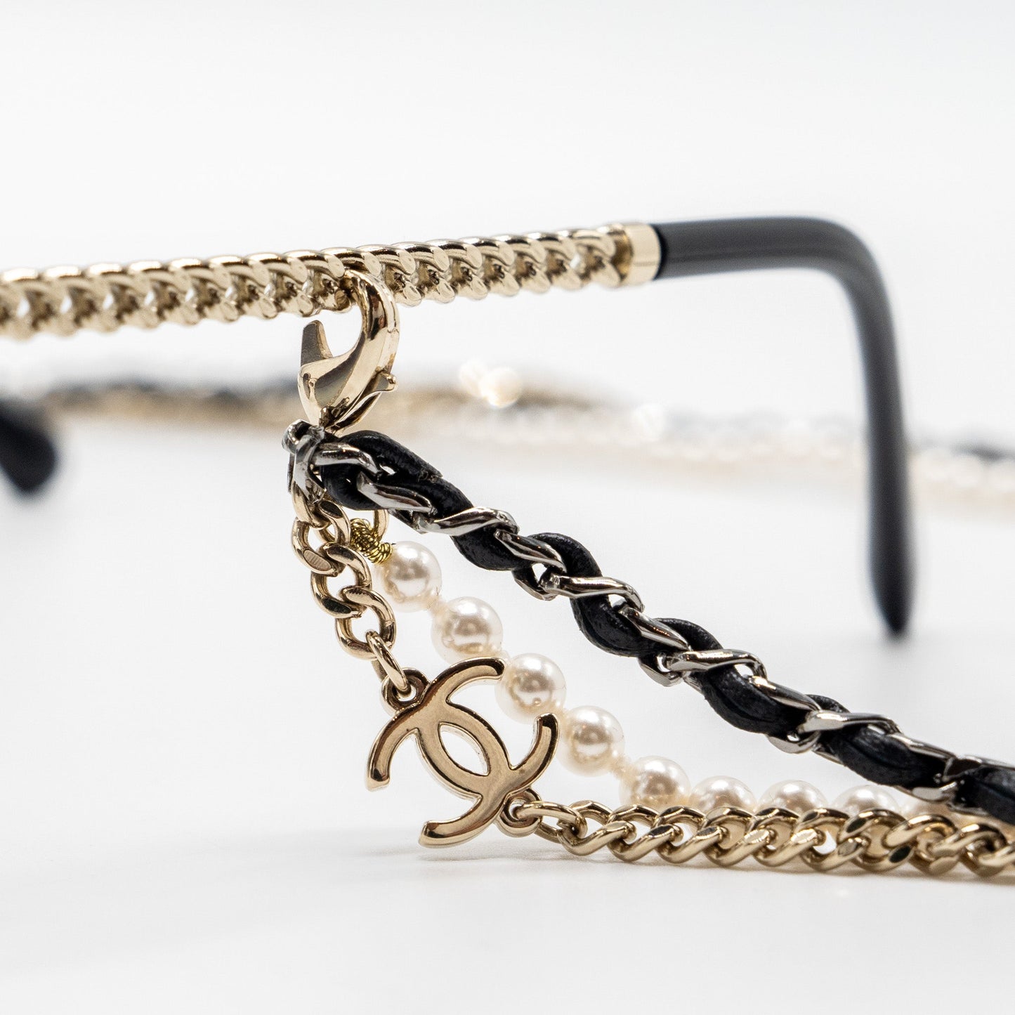 Chanel Round Sunglasses With Chain Dark Grey L