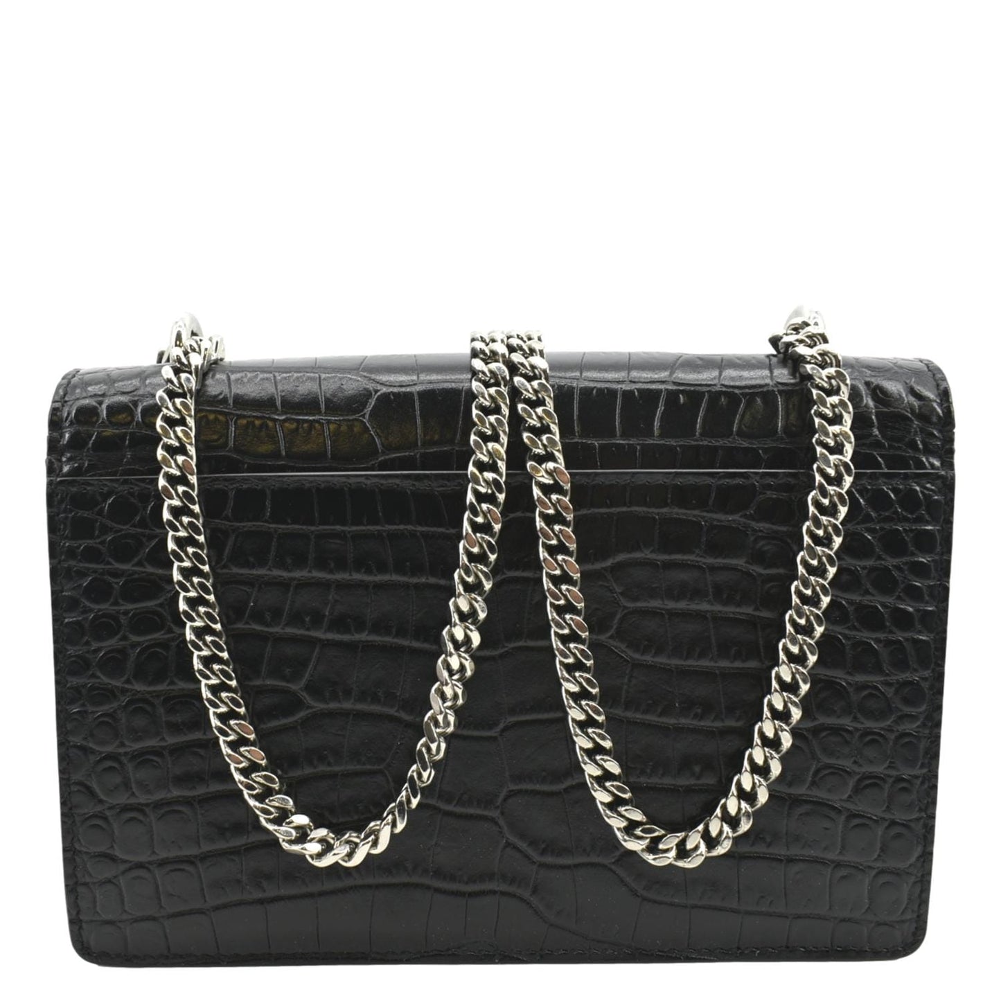 YVES SAINT LAURENT Sunset Crocodile Leather Crossbody Bag Black