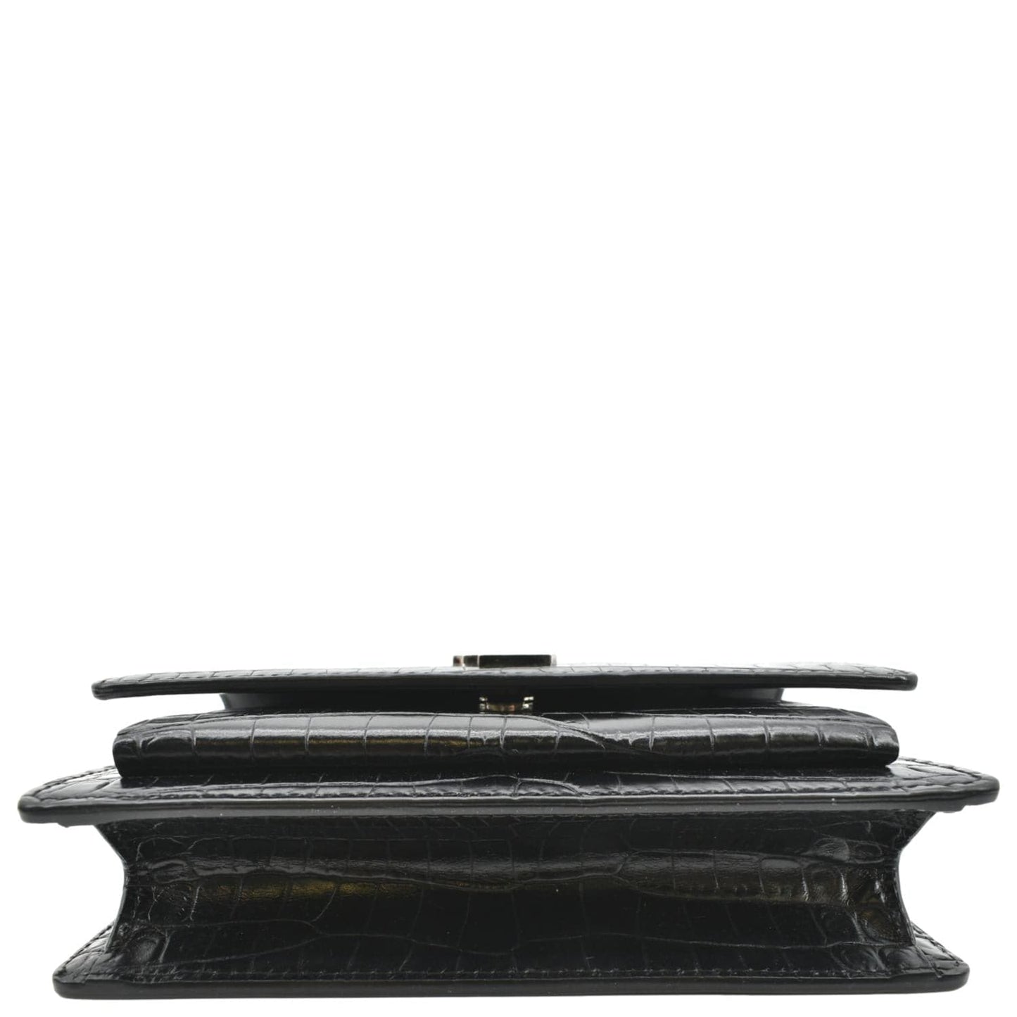 YVES SAINT LAURENT Sunset Crocodile Leather Crossbody Bag Black