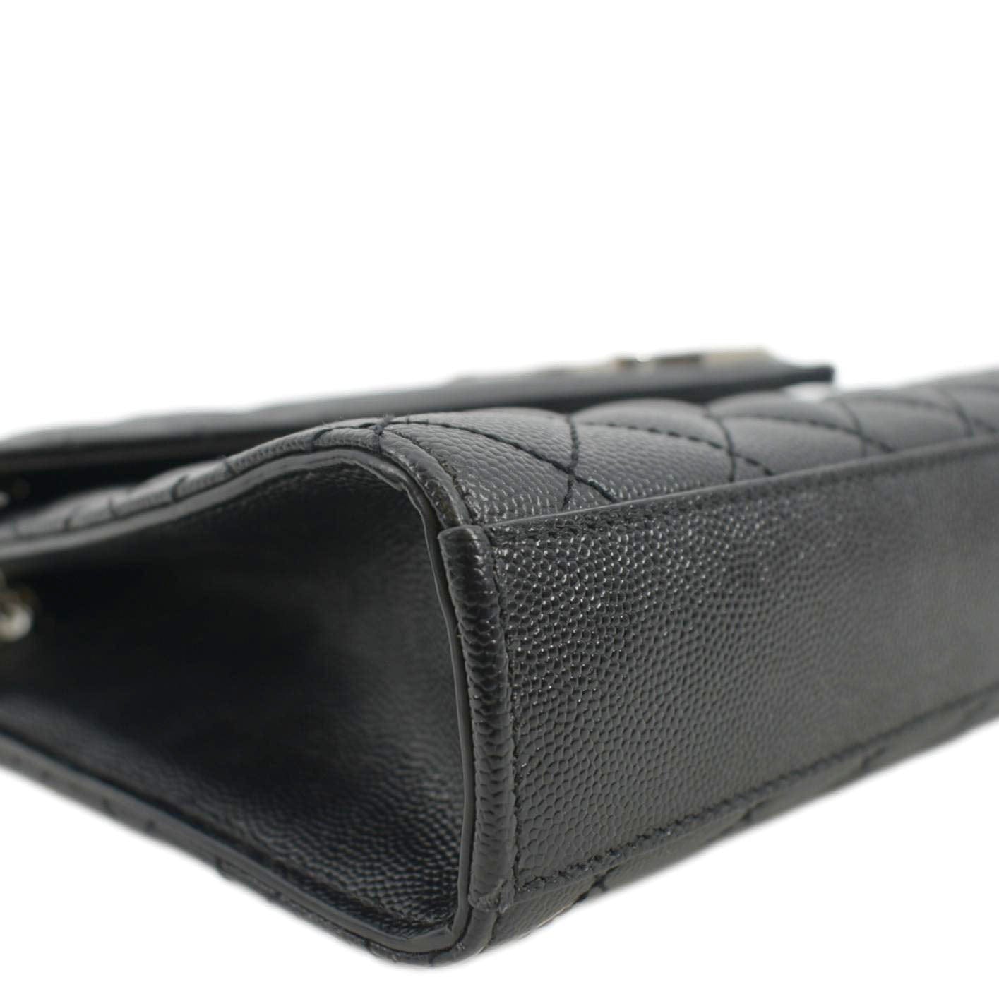 YVES SAINT LAURENT Envelope Medium Matelassé Leather Crossbody Chain Bag Black