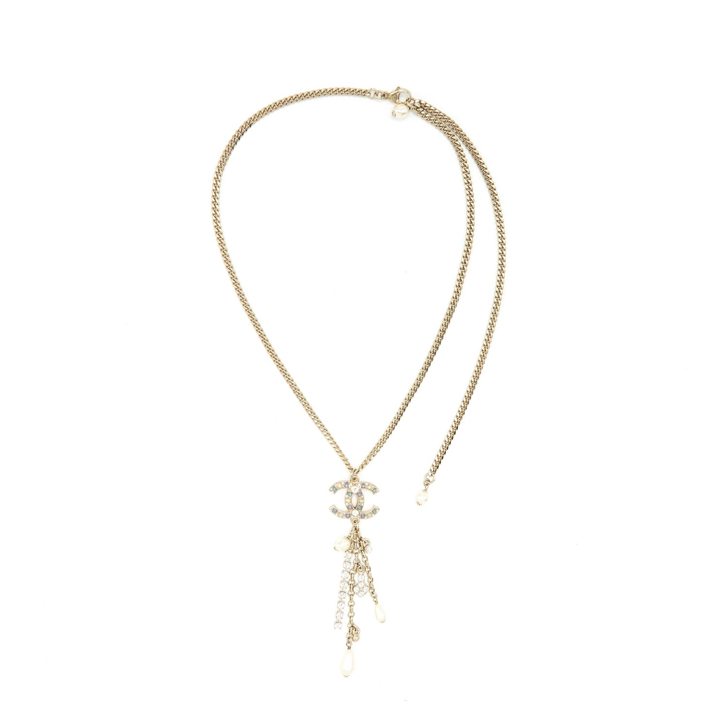 Chanel CC With Crystals Drop Necklace