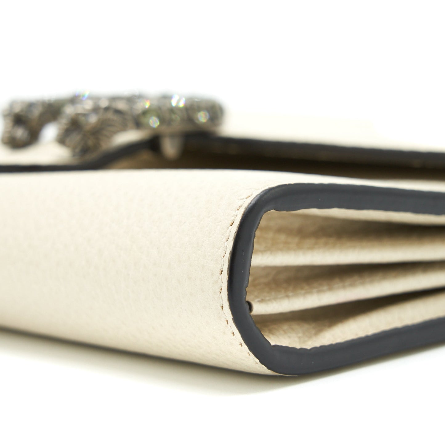 Gucci Dionysus Mini Chain Wallet Grained Calfskin White SHW