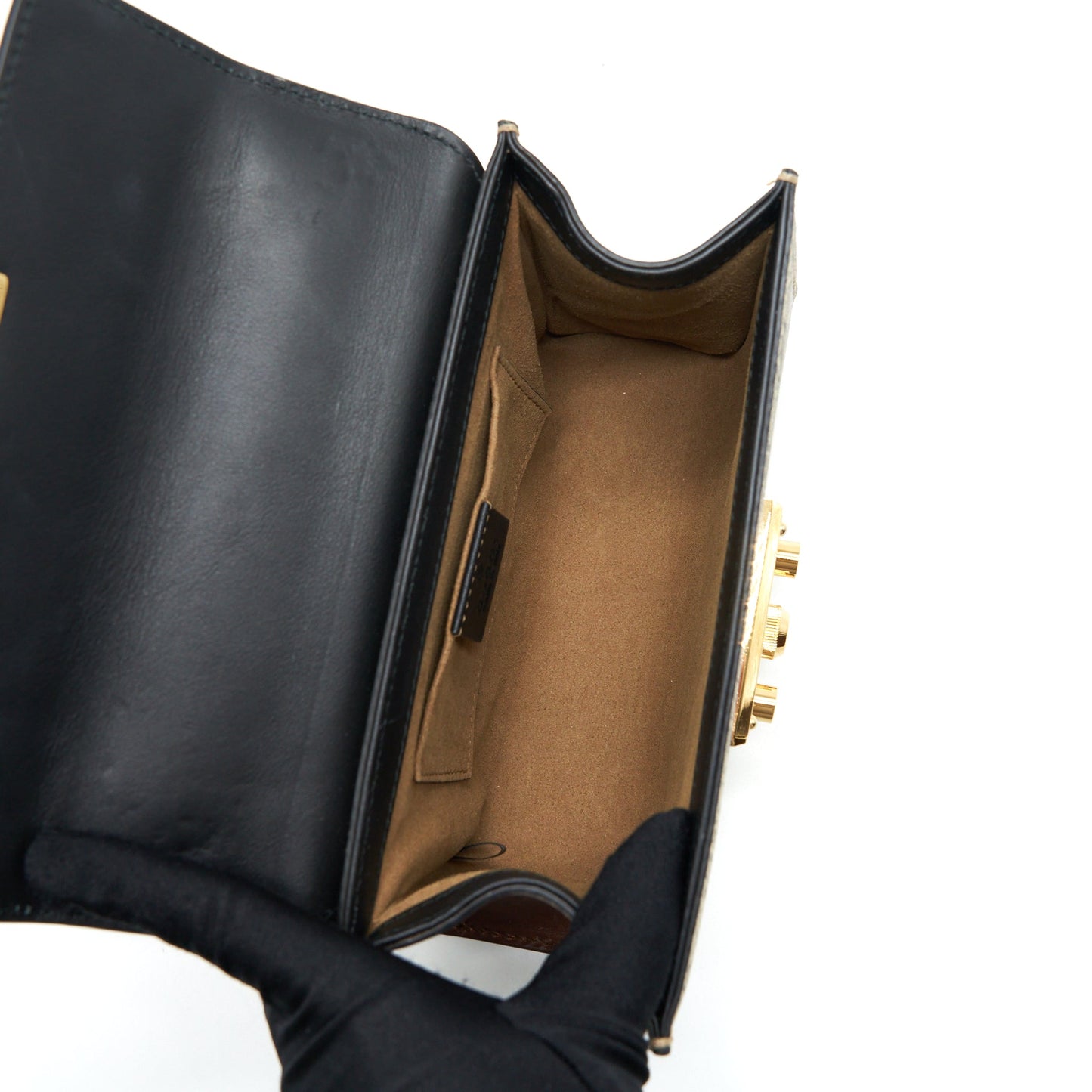 Gucci Small Padlock Shoulder Bag GG Supreme Canvas / Black