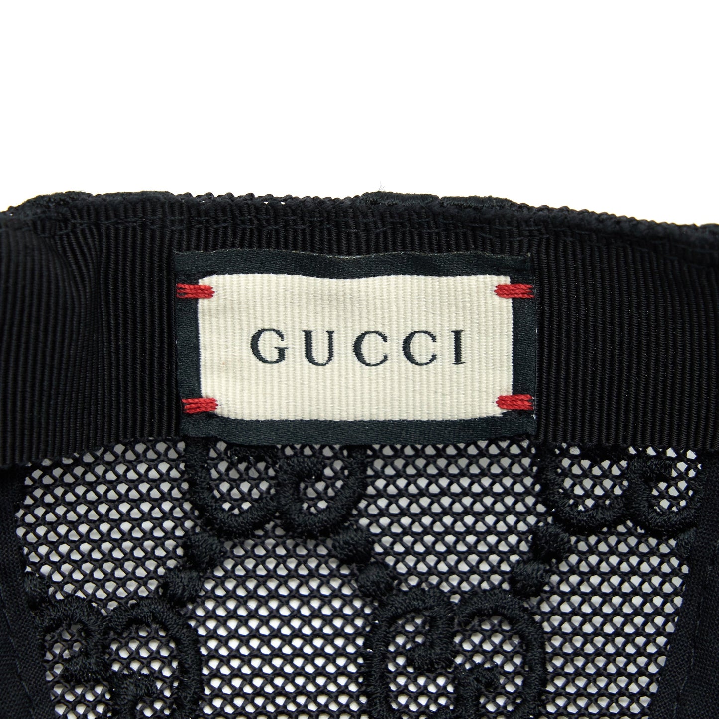 Gucci GG Embroidered Baseball Hat Black GG Net And Cotton Drill