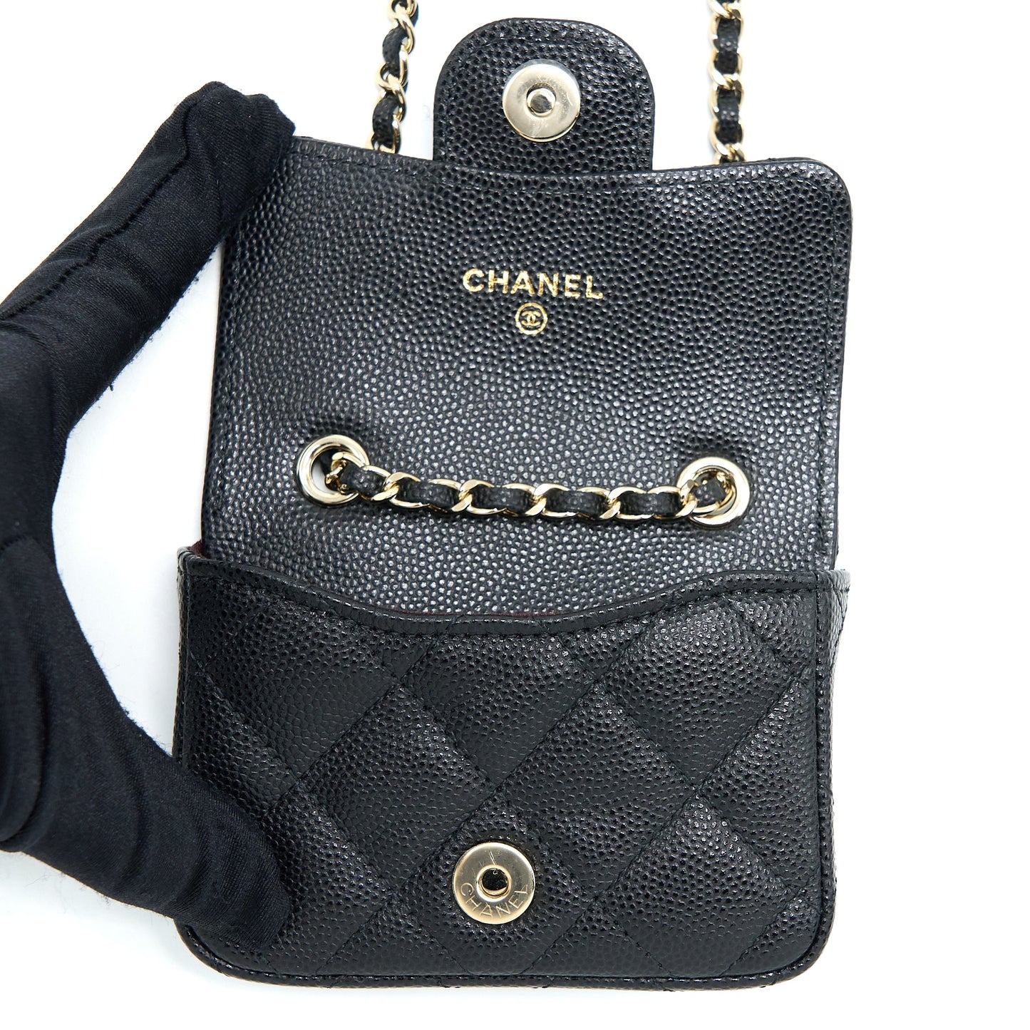 Chanel Flap Cardholder Belt Bag Caviar Black L
