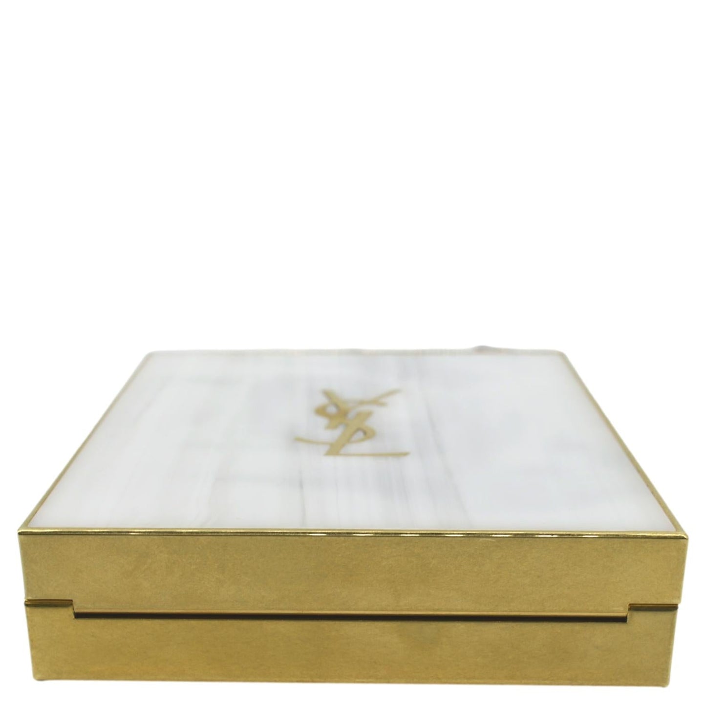 YVES SAINT LAURENT Tuxedo Box Plexiglass Metal Crossbody Bag Blanc Grise