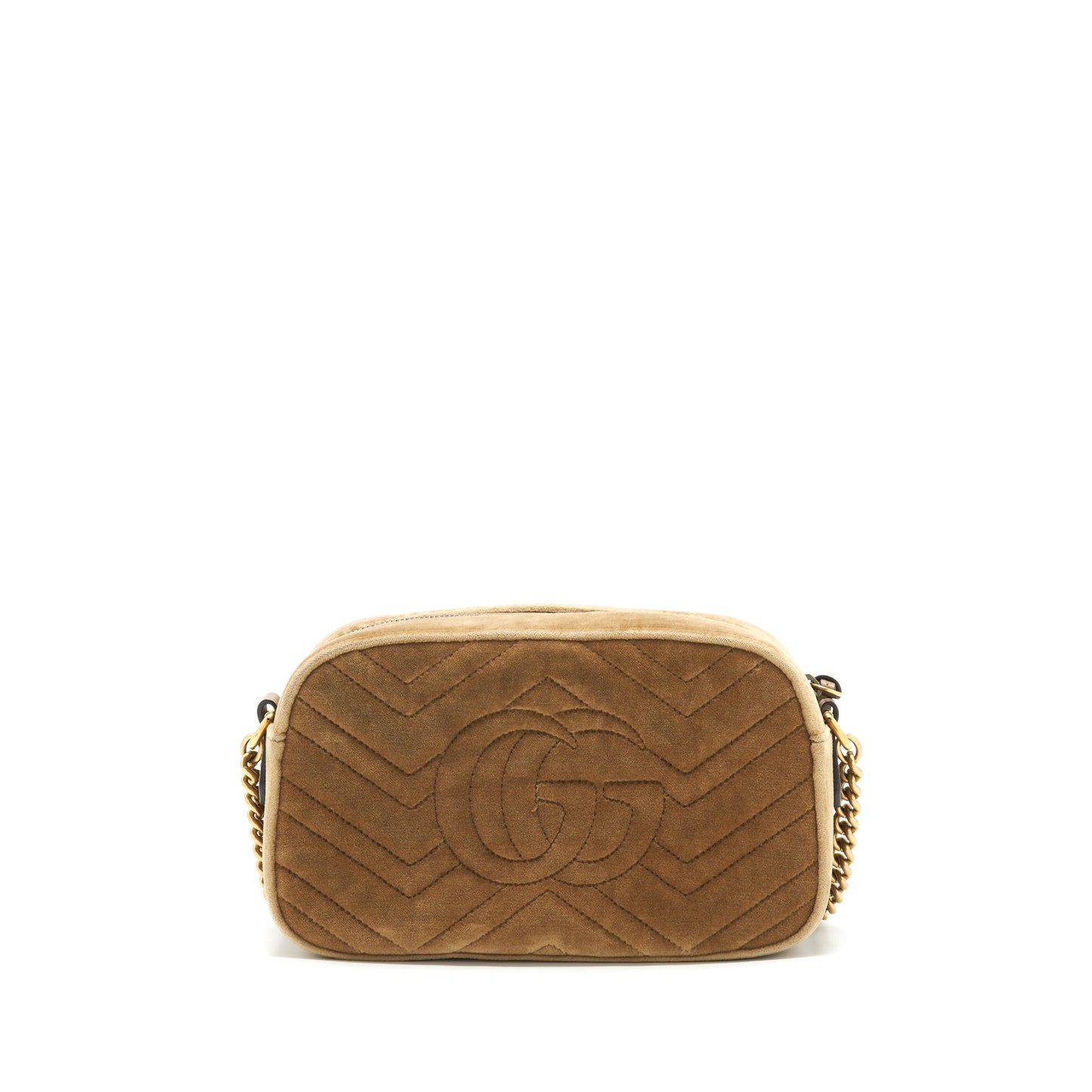 Gucci GG Marmont Camera Bag Velvet Gold Tan