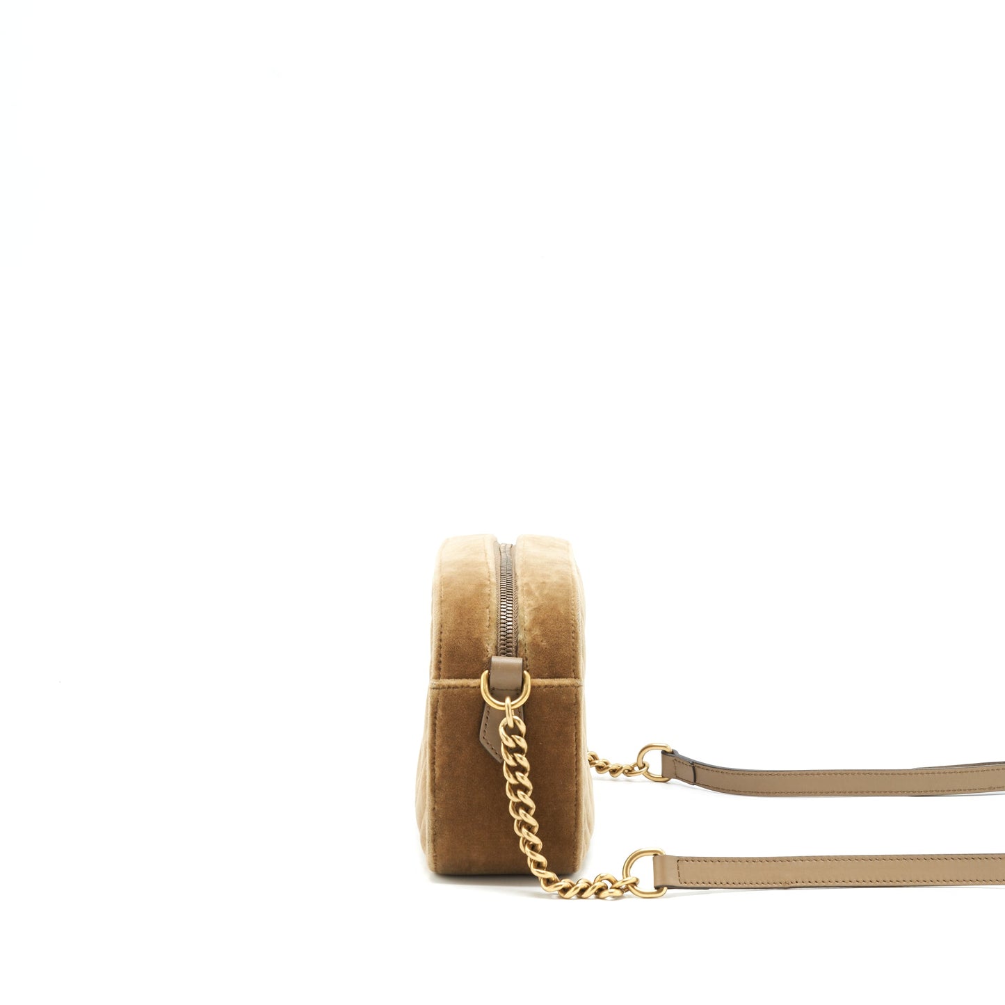 Gucci GG Marmont Camera Bag Velvet Gold Tan