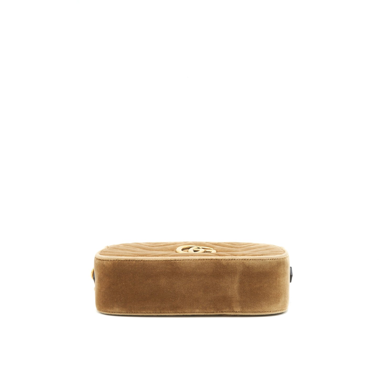 Gucci GG Marmont Camera Bag Velvet Gold Tan
