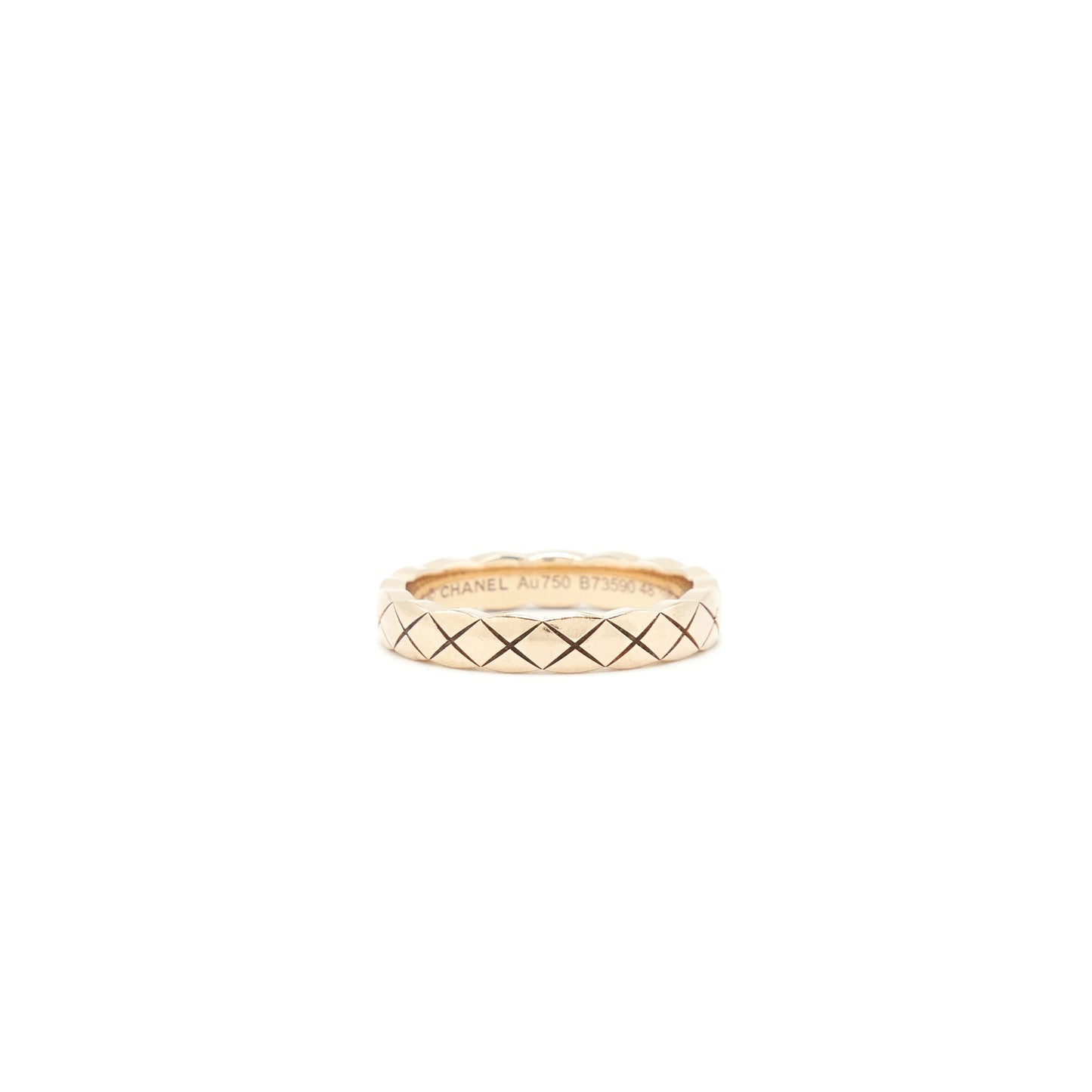 Chanel Size 48 Mini Version Coco Crush Ring Quilted Motif 18k Beige Gold