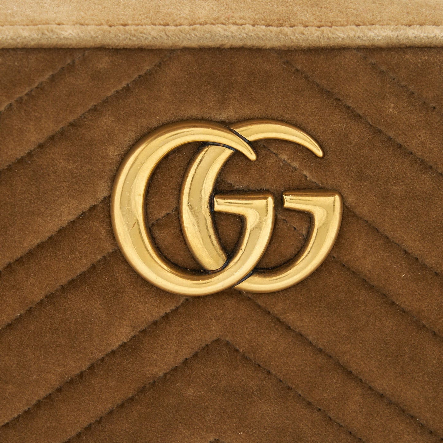 Gucci GG Marmont Camera Bag Velvet Gold Tan
