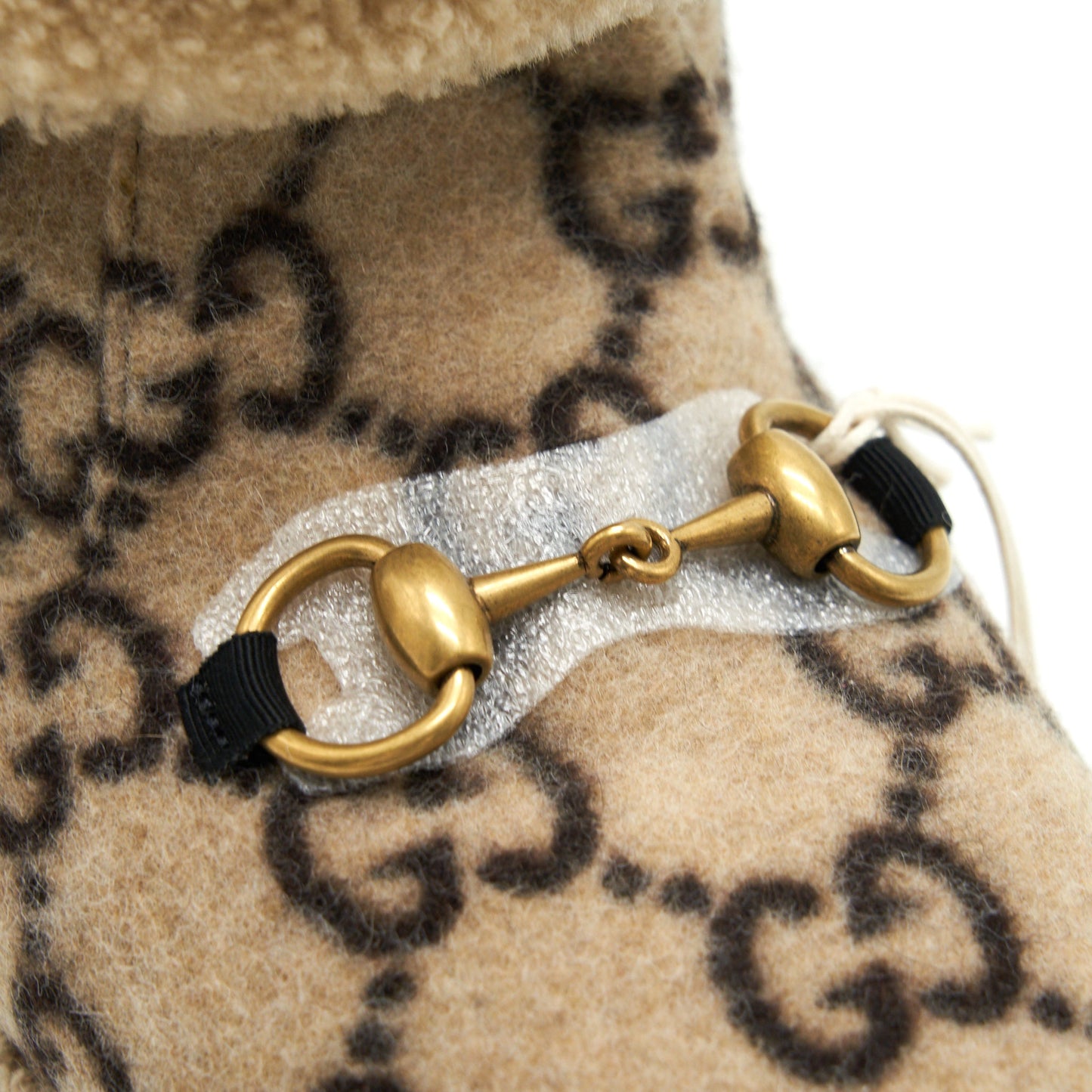 GUCCI Size 39 GG Wool Ankle Boots Beige