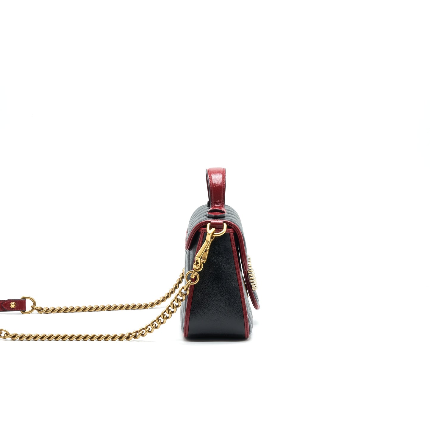 GUCCI GG MARMONT MINI TOP HANDLE BAG BLACK