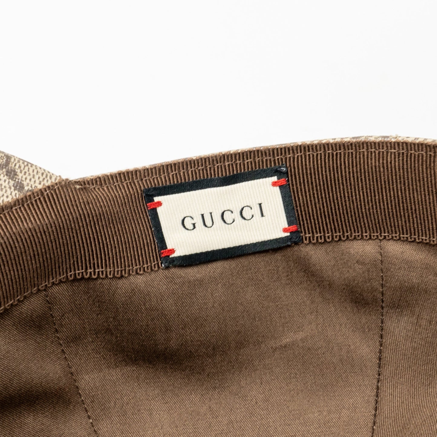 Gucci Size M Boutique Baseball Hat GG Monogram Canvas Beige/Red
