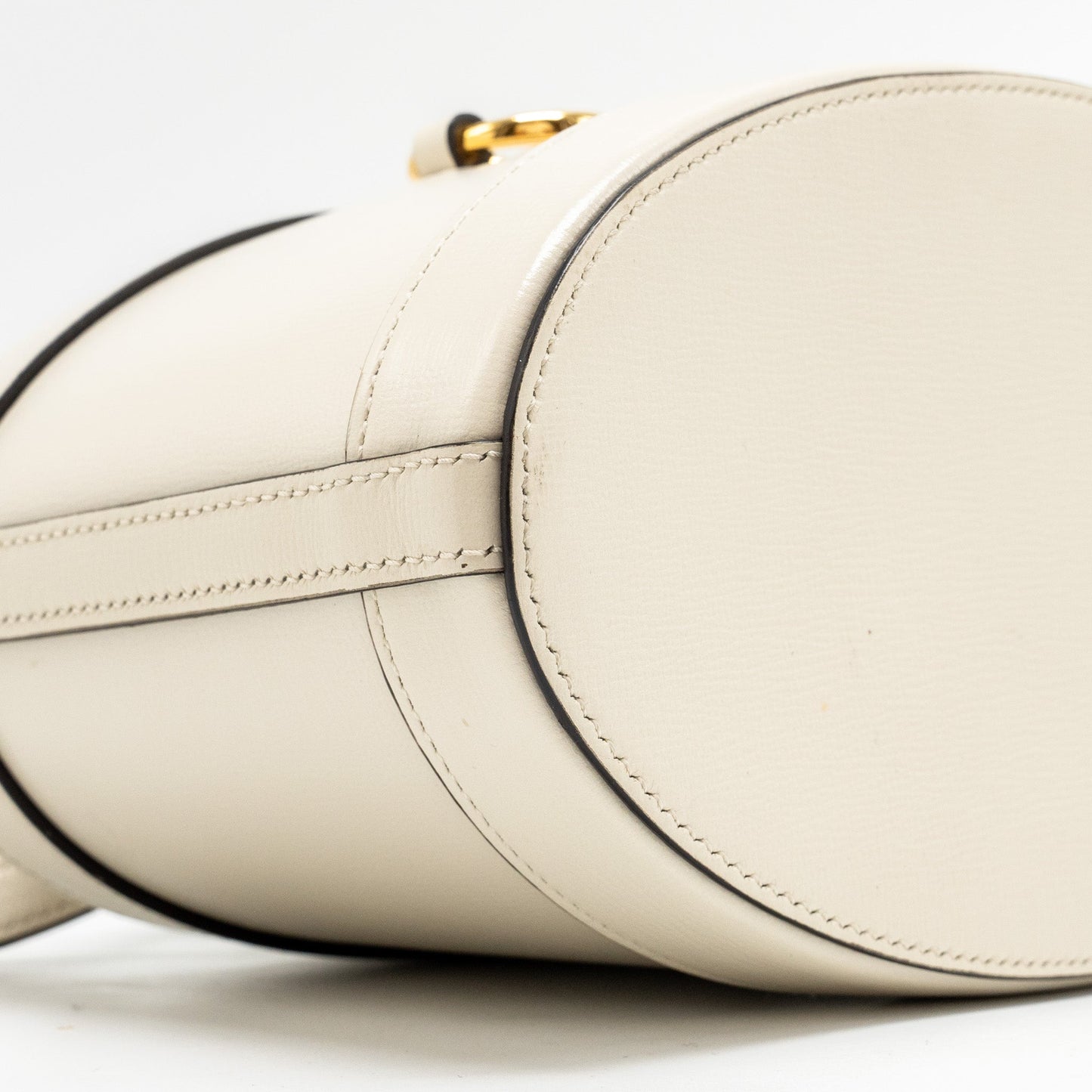 Gucci 1955 Horsebit Bucket Tote Bag Calfskin White