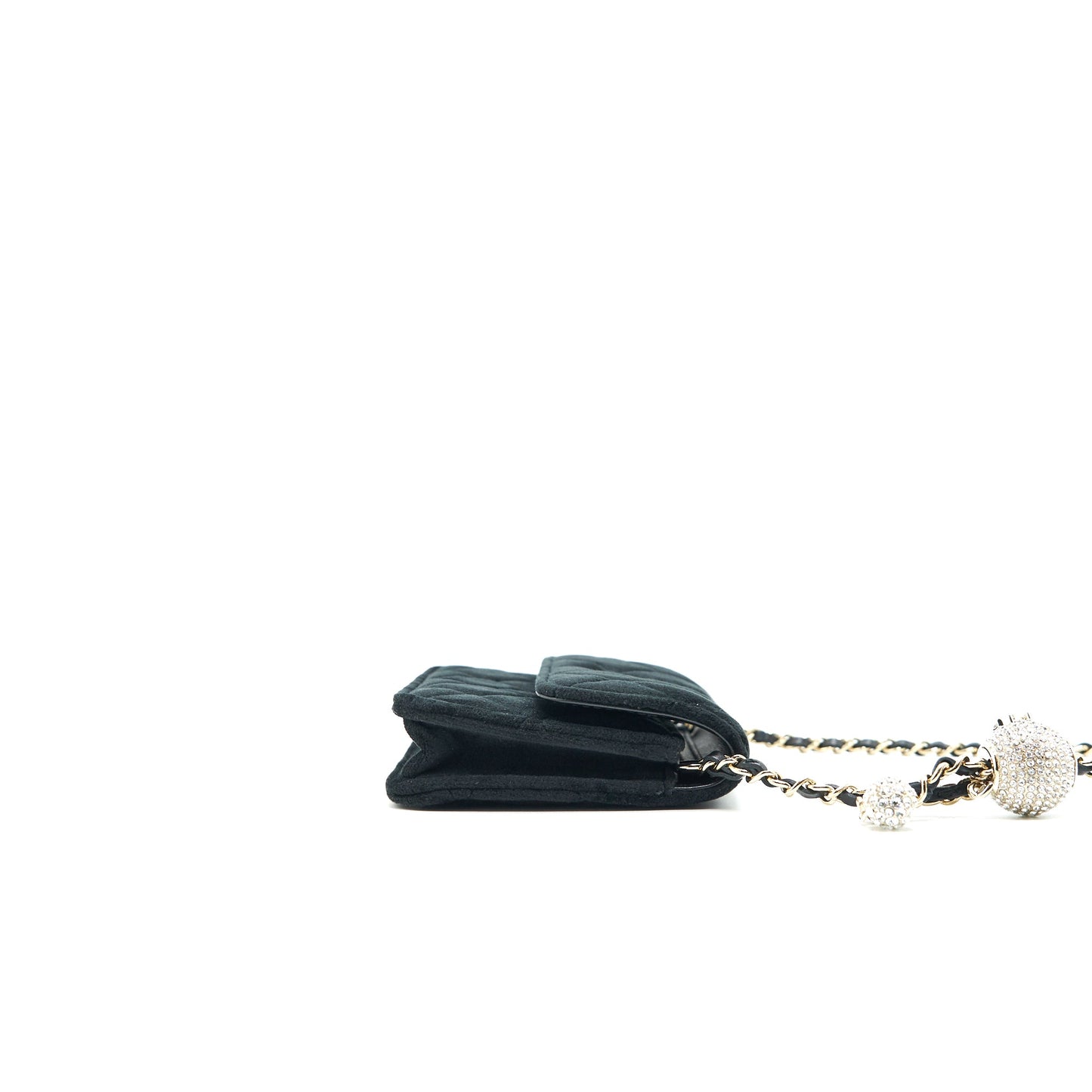 Chanel Velvet Pearl Crush Mini Belt Bag Black with L