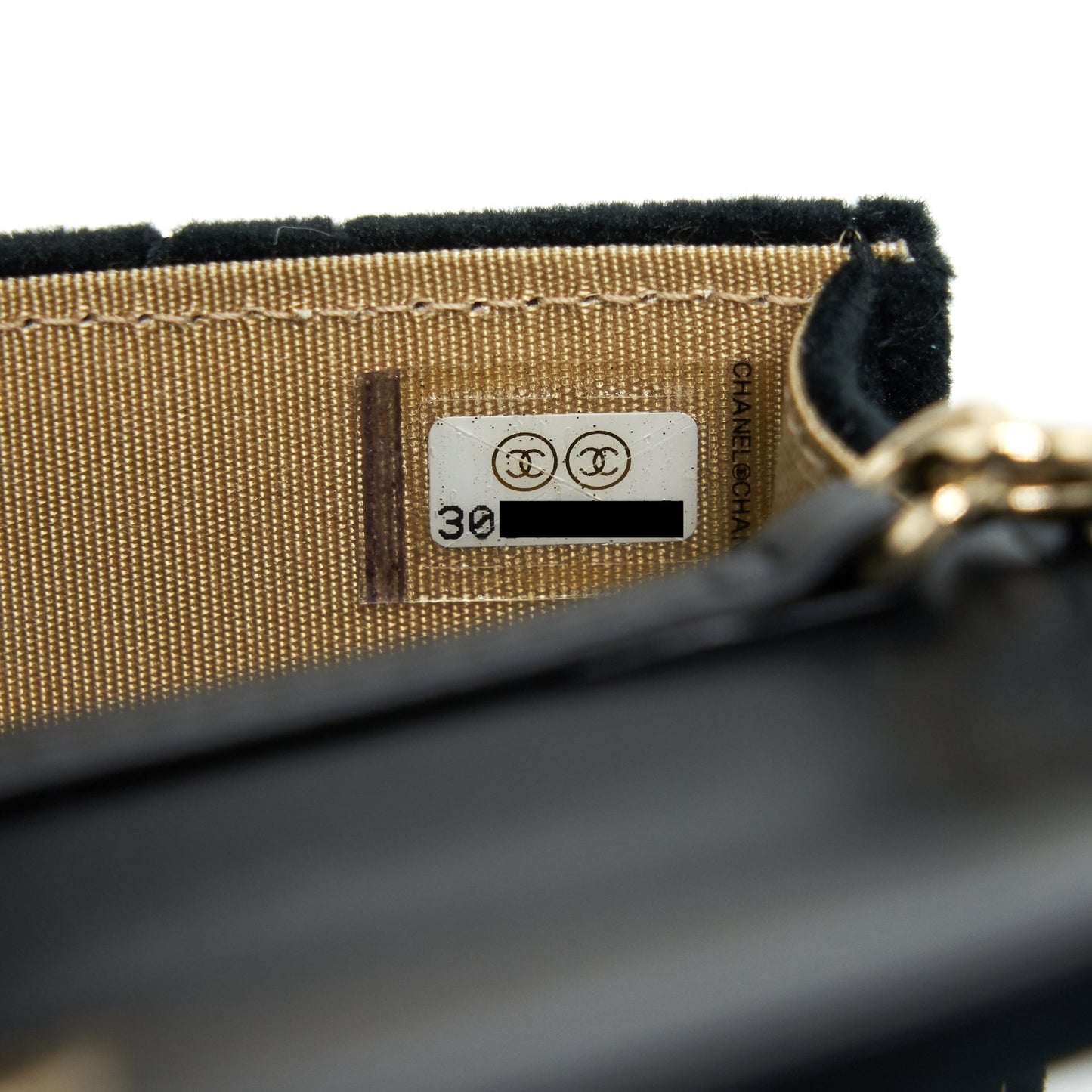 Chanel Velvet Pearl Crush Mini Belt Bag Black with L