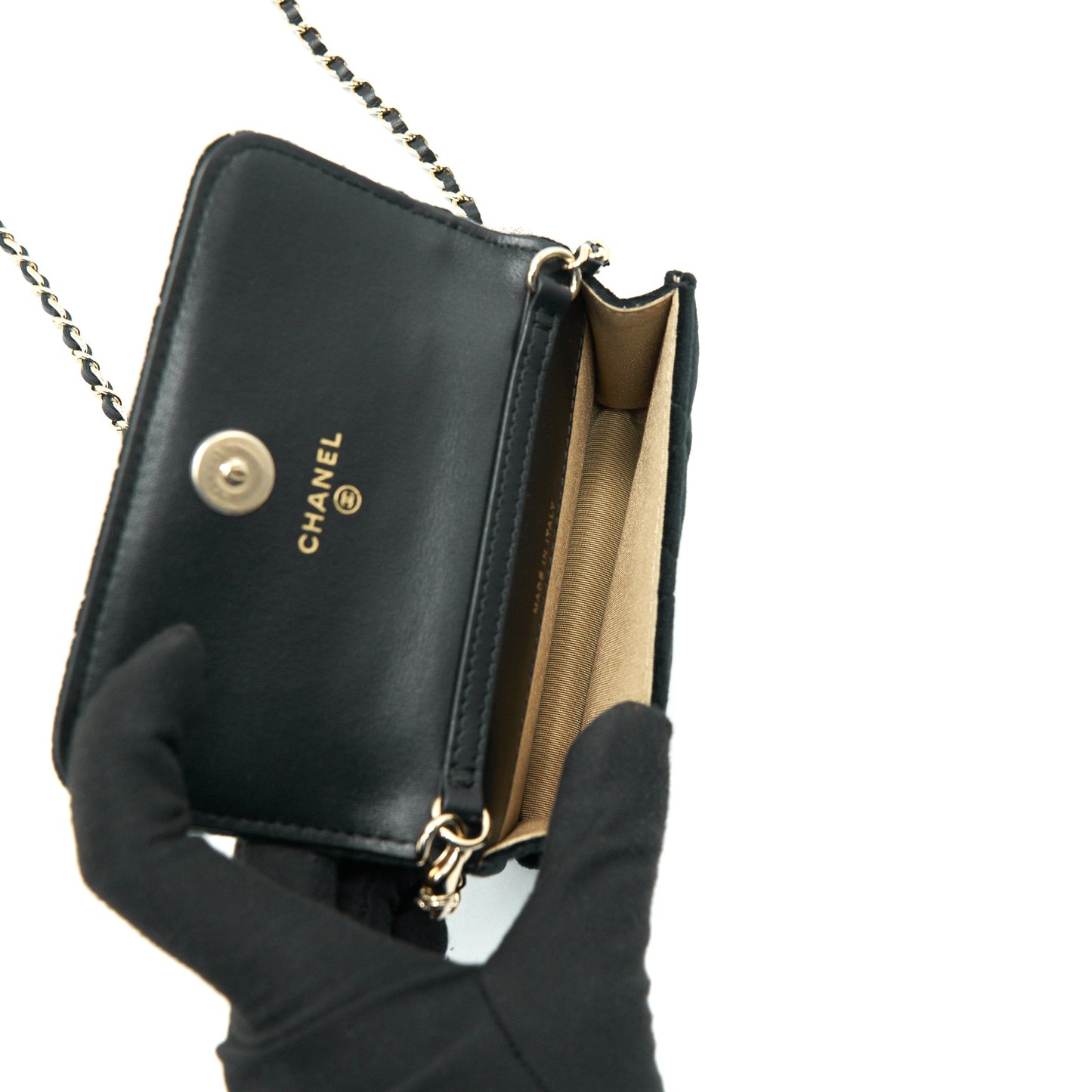 Chanel Velvet Pearl Crush Mini Belt Bag Black with L