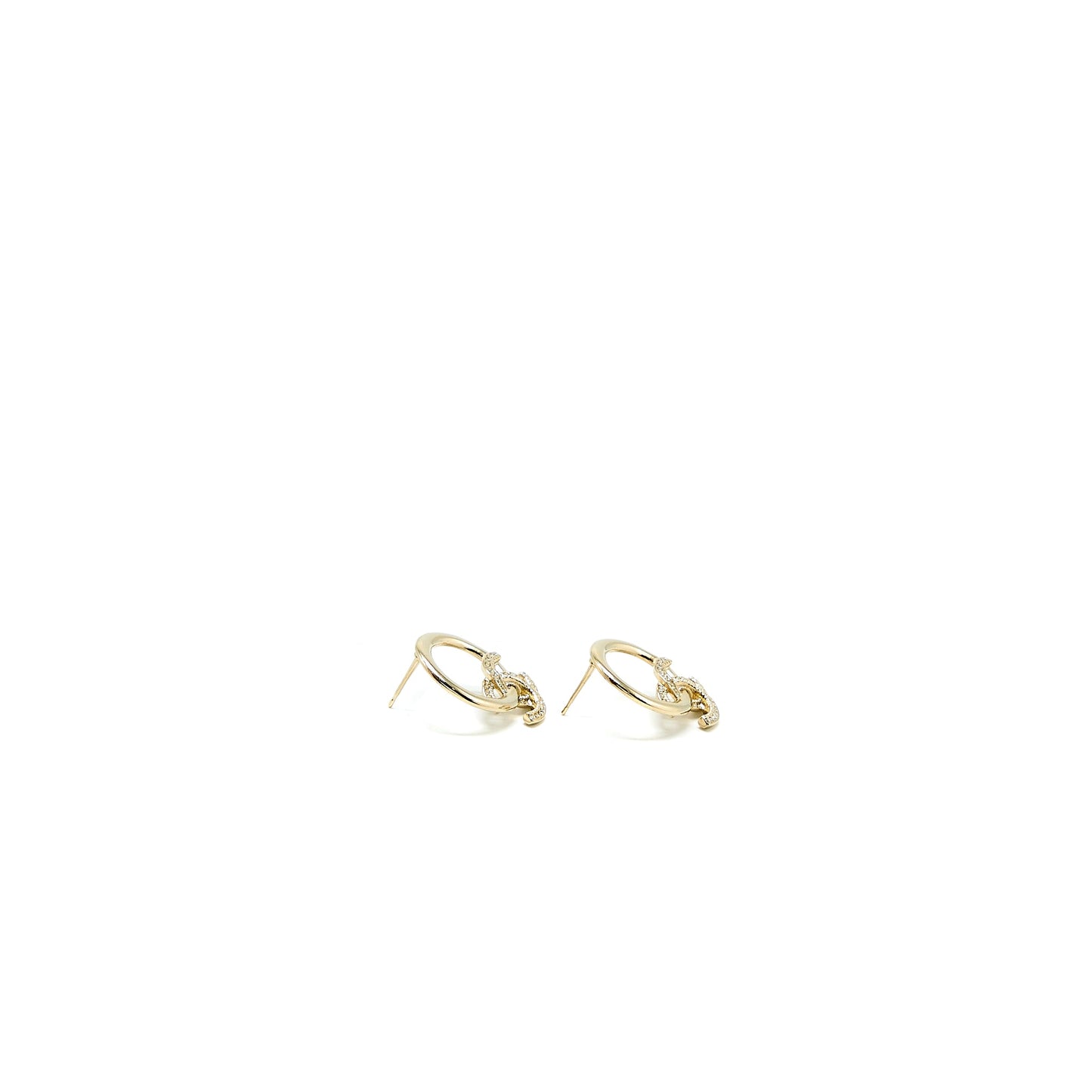 Chanel 22K Round CC Logo Earring Light Gold Tone