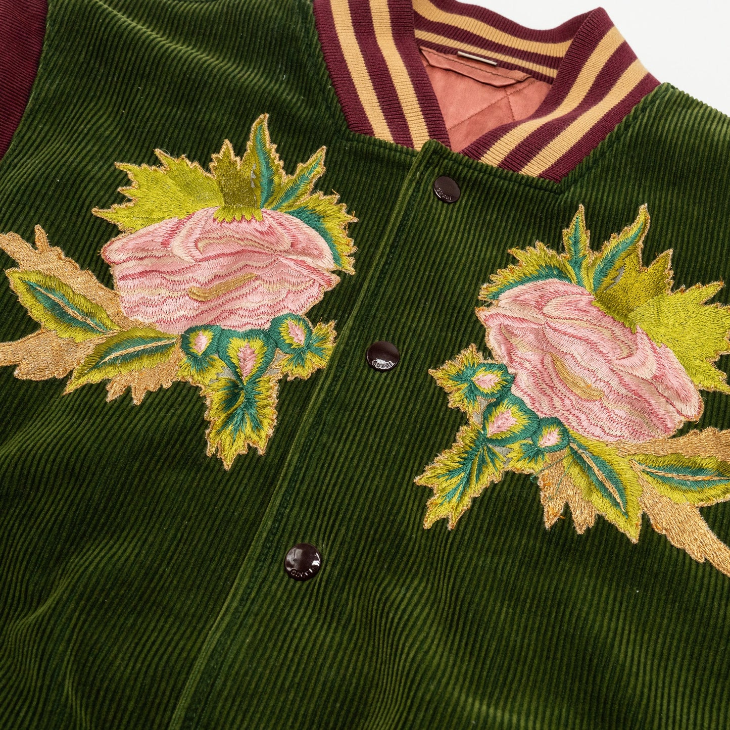 GUCCI Size 48 Embroidered Corduroy �Modern Future� Bomber Jacket Cotton Multicolour