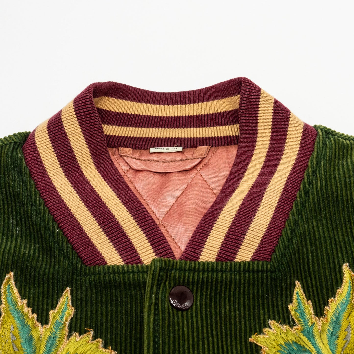 GUCCI Size 48 Embroidered Corduroy �Modern Future� Bomber Jacket Cotton Multicolour