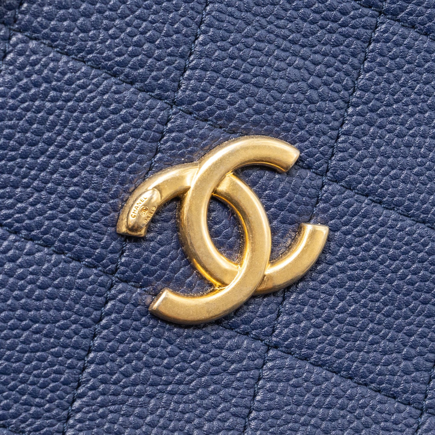 Chanel Top Handle Drawstring Bucket Bag Caviar Navy