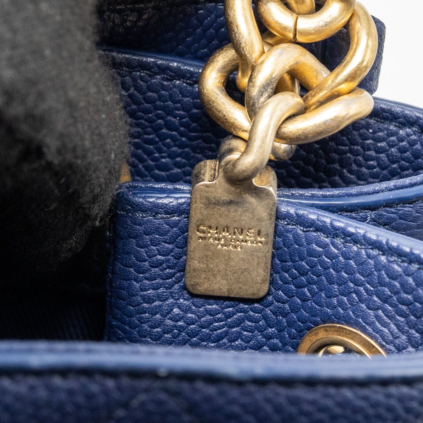 Chanel Top Handle Drawstring Bucket Bag Caviar Navy