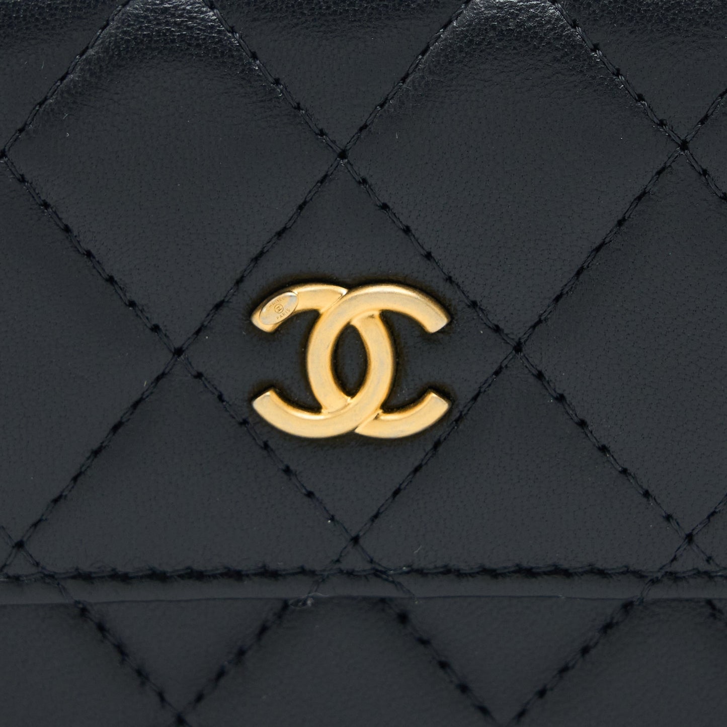 Chanel Pearl Crush Mini Flap Belt Bag Lambskin Black Brushed