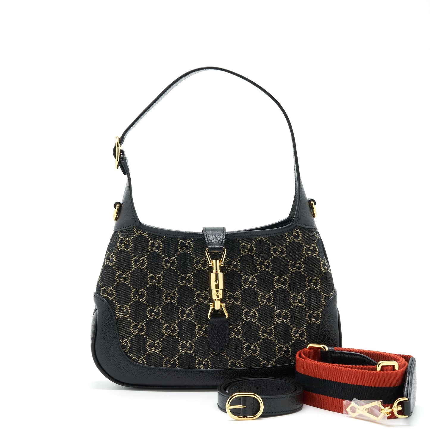 Gucci Jackie 1961 Small Shoulder Bag Denim/Leather Black