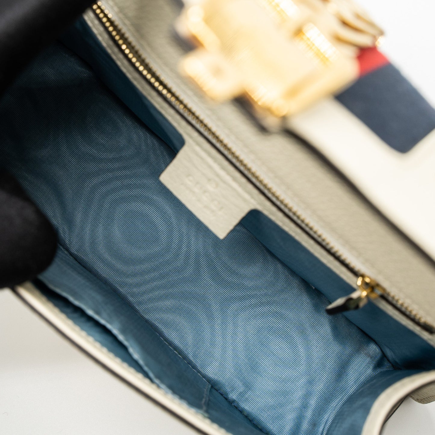 Gucci Small Sylvie Bag Bee Printed Calfskin White