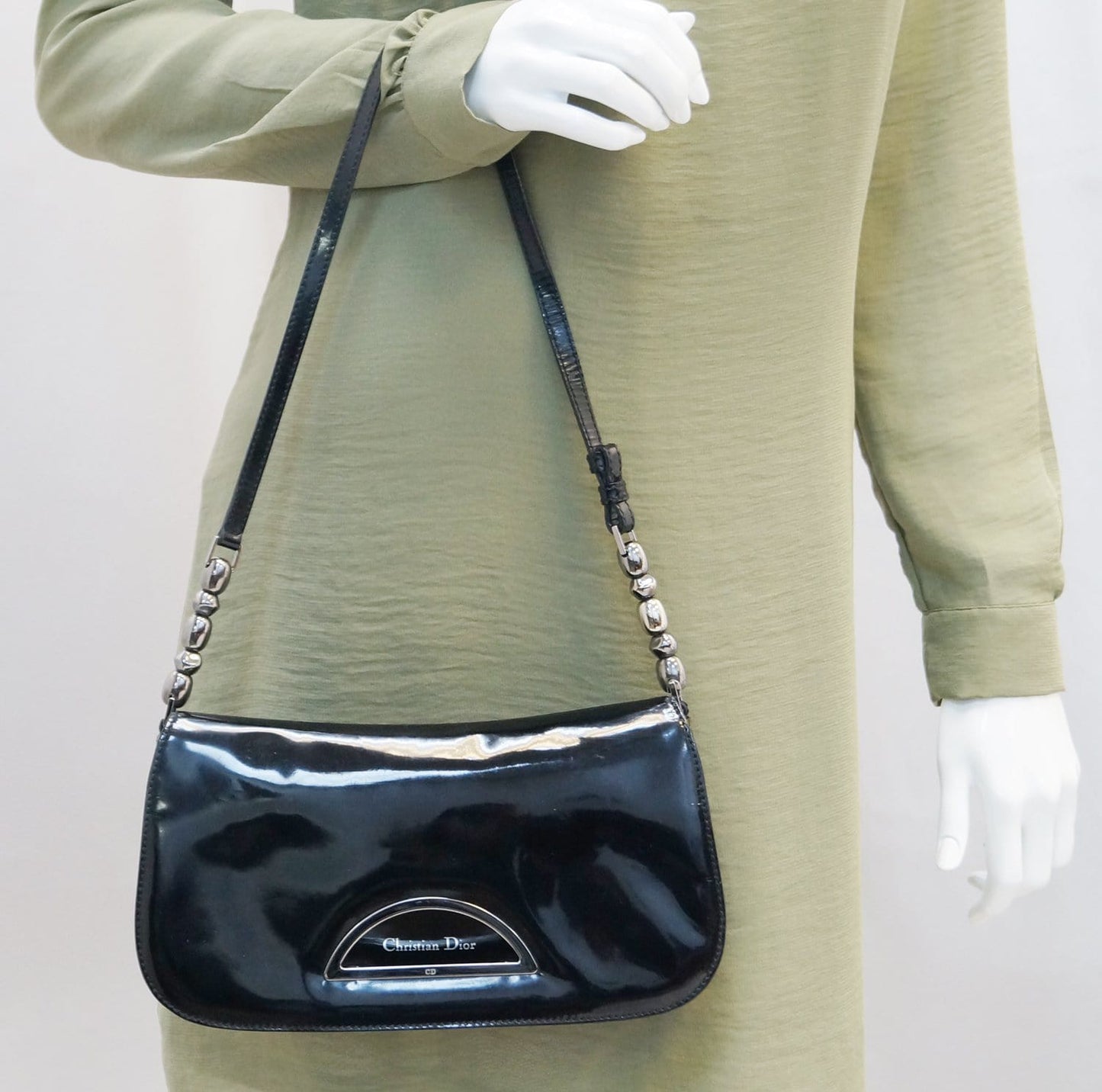 CHRISTIAN DIOR Black Maris Pearl Shoulder Bag