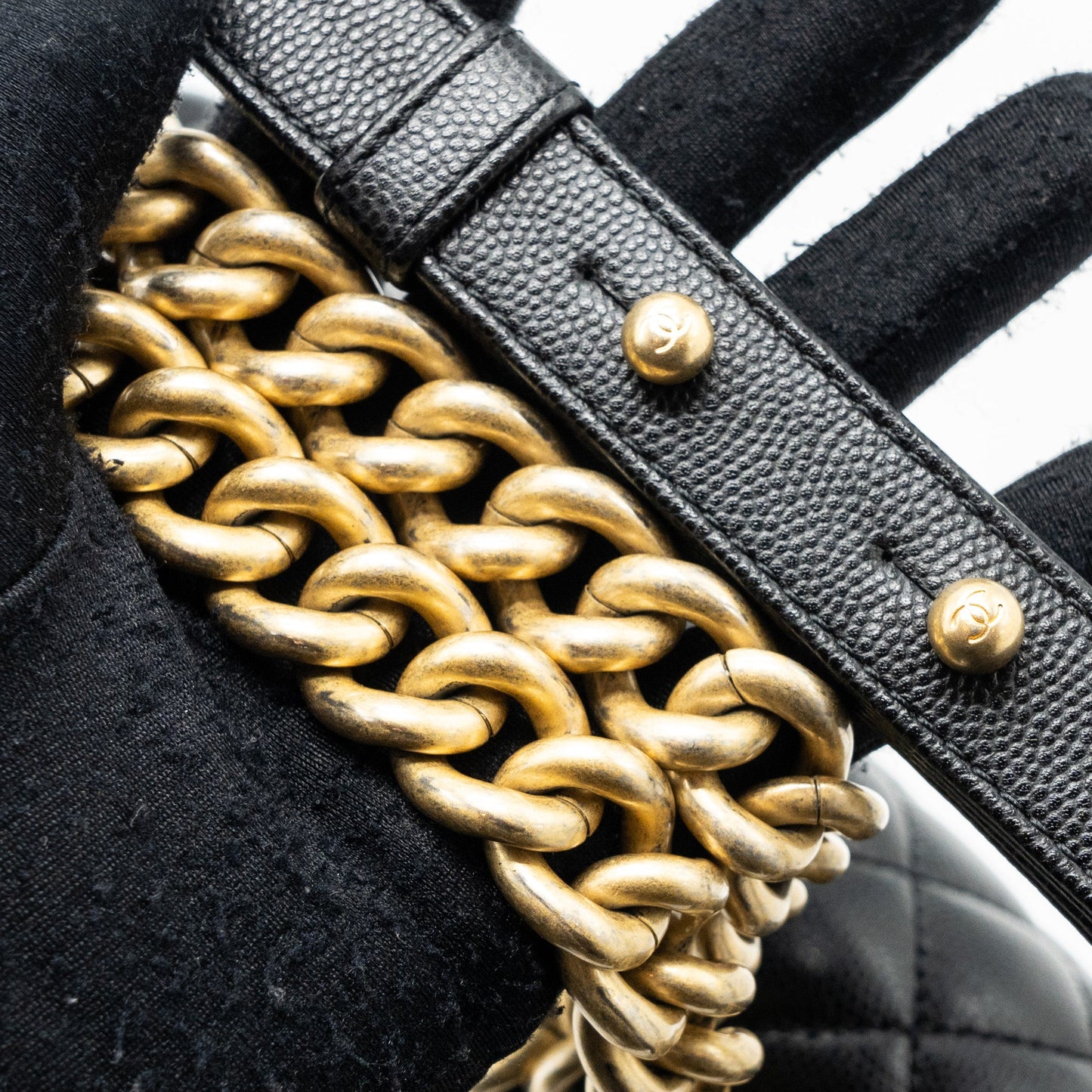 Chanel Medium Classic Boy Bag Caviar Black (microchip)
