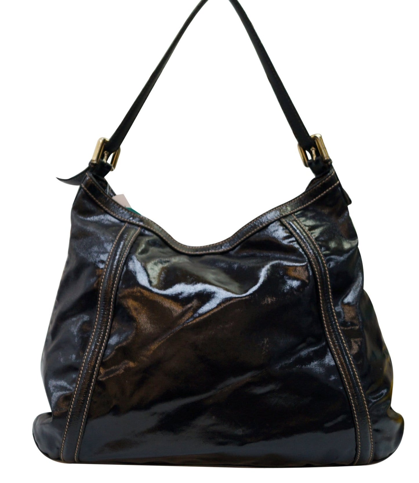 GUCCI Patent Leather Black Medium Britt Hobo Bag