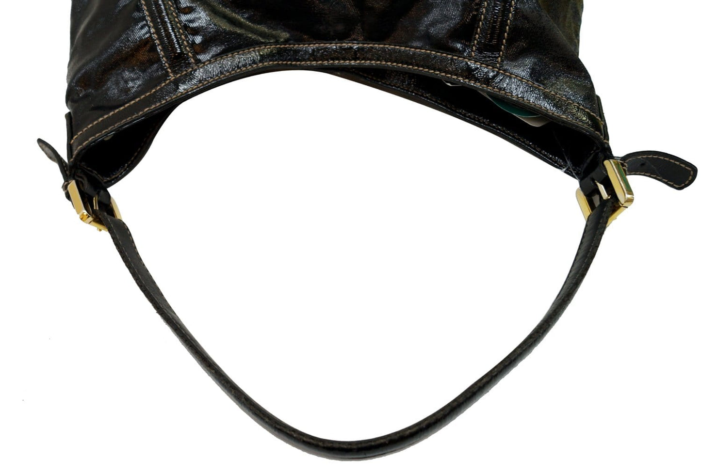 GUCCI Patent Leather Black Medium Britt Hobo Bag