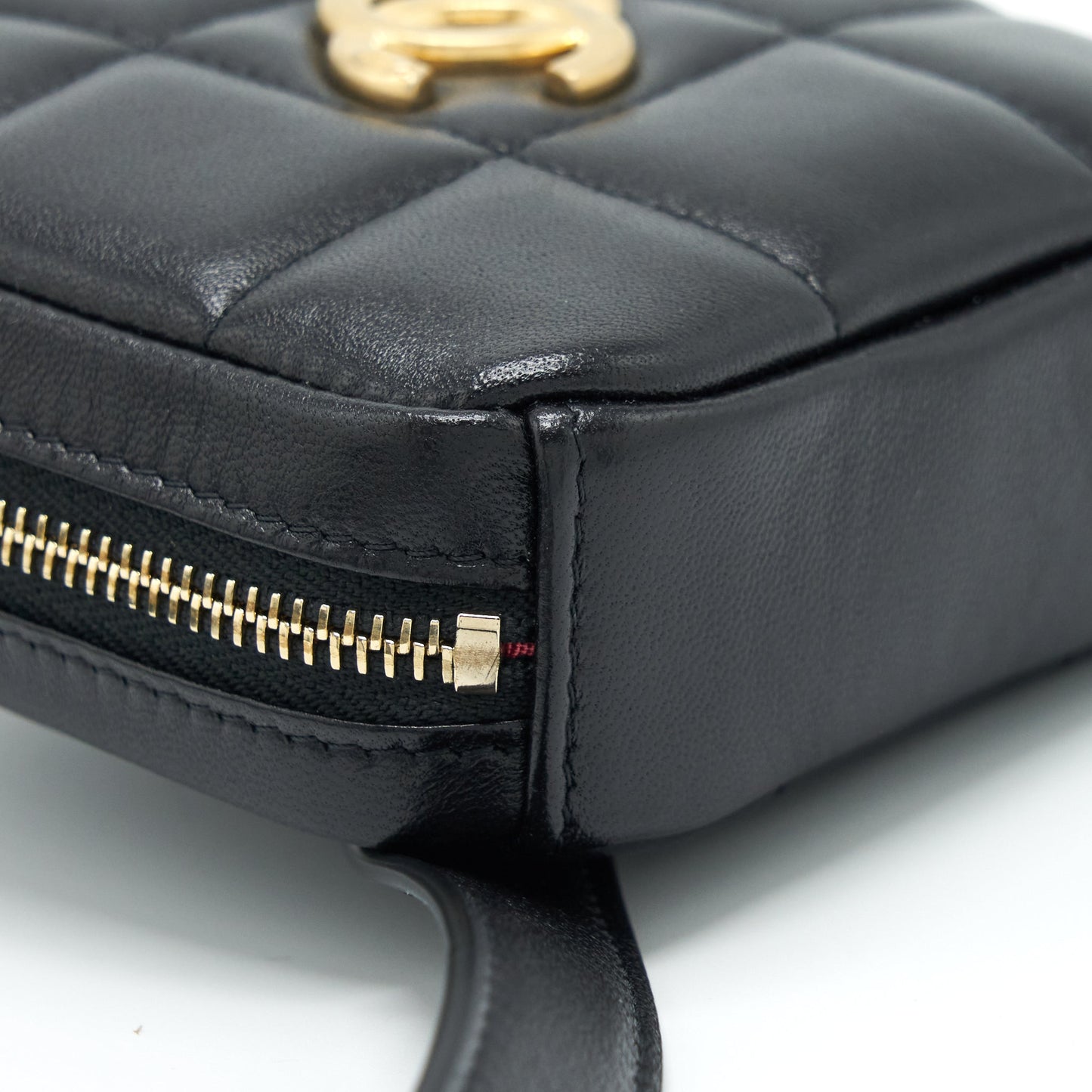 Chanel quilted belt bag lambskin black with