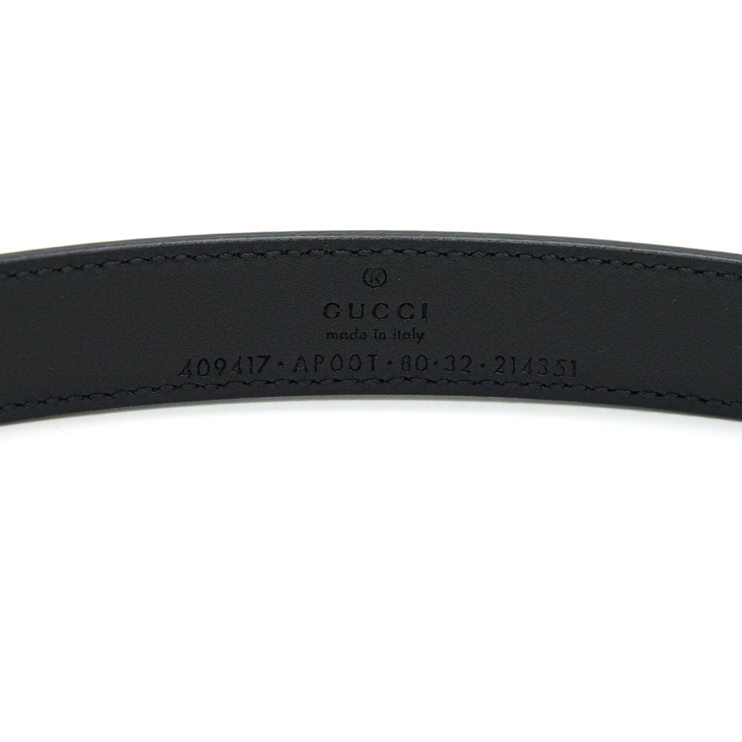 Gucci Size80 GG Buckle 2cm Leather Belt Black