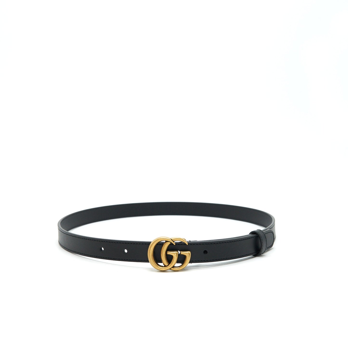 Gucci Size80 GG Buckle 2cm Leather Belt Black