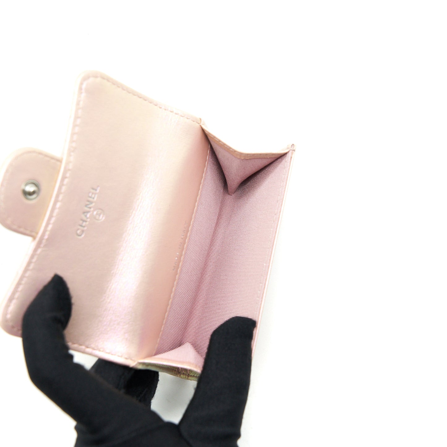 Chanel 21K Iridescent Pink Flap Card Holder