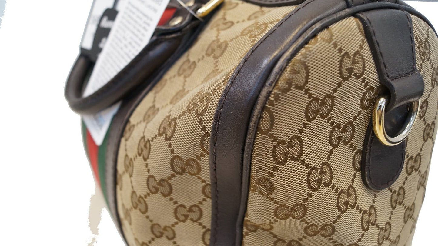 GUCCI Vintage Web Medium Original GG Boston Bag with Signature Web
