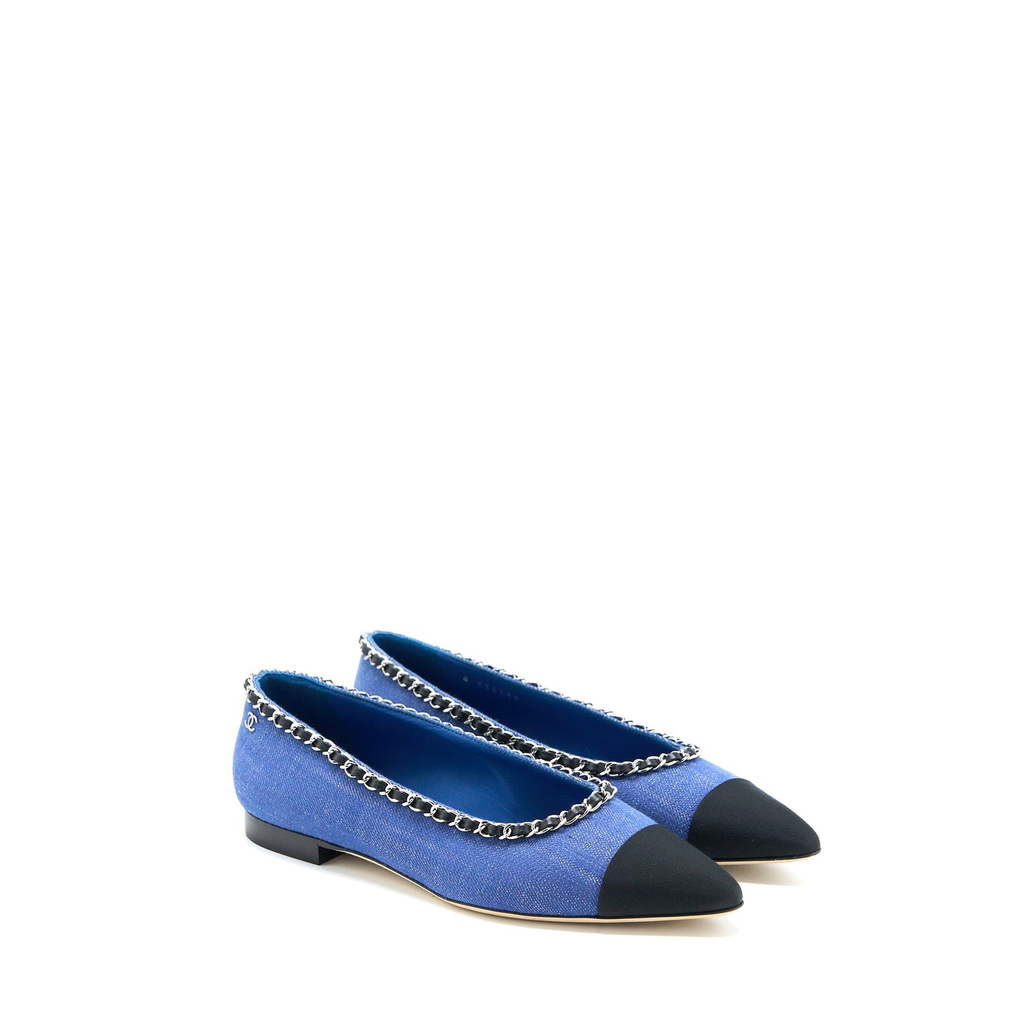Chanel Size 39 Flat Shoes Denim Blue/Black