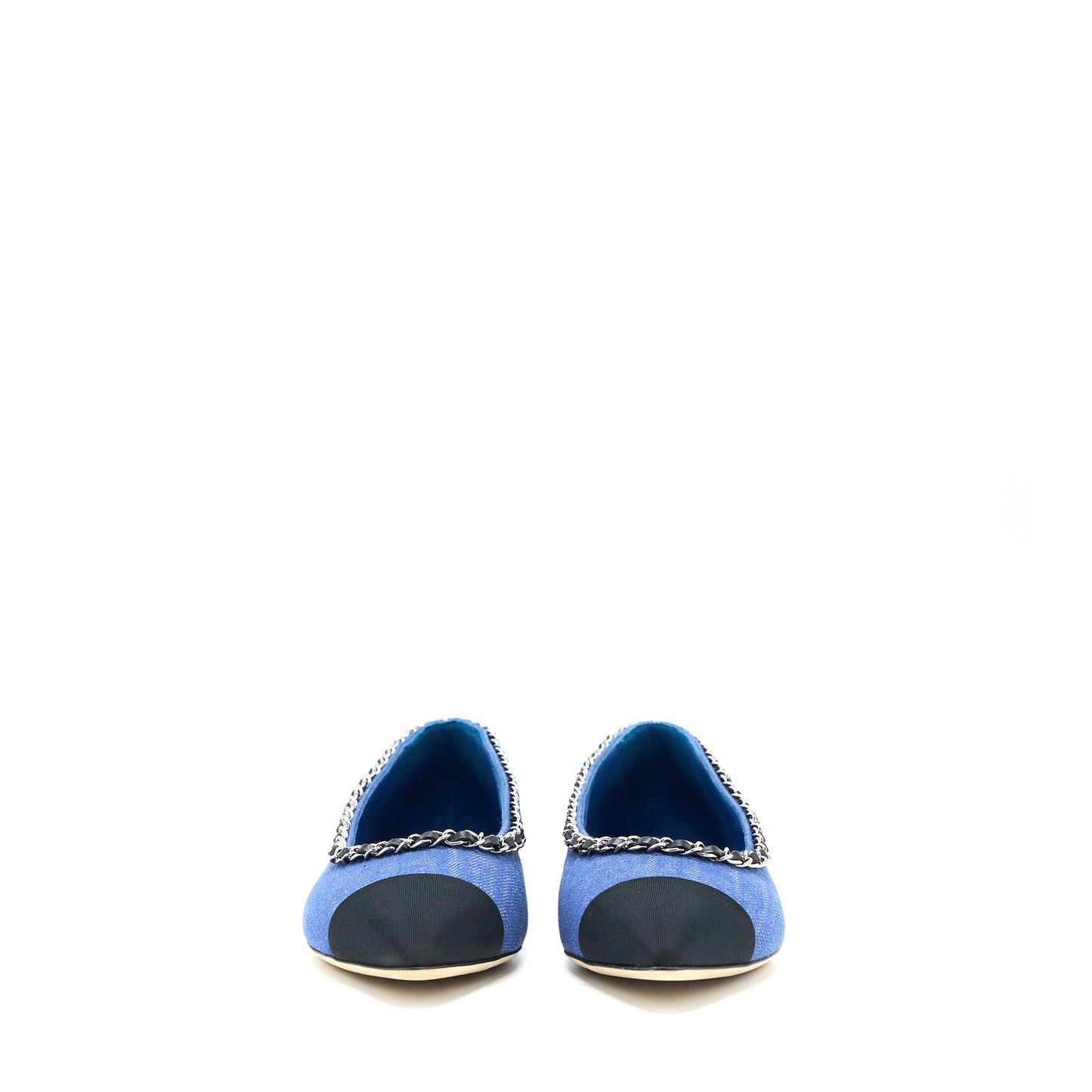 Chanel Size 39 Flat Shoes Denim Blue/Black