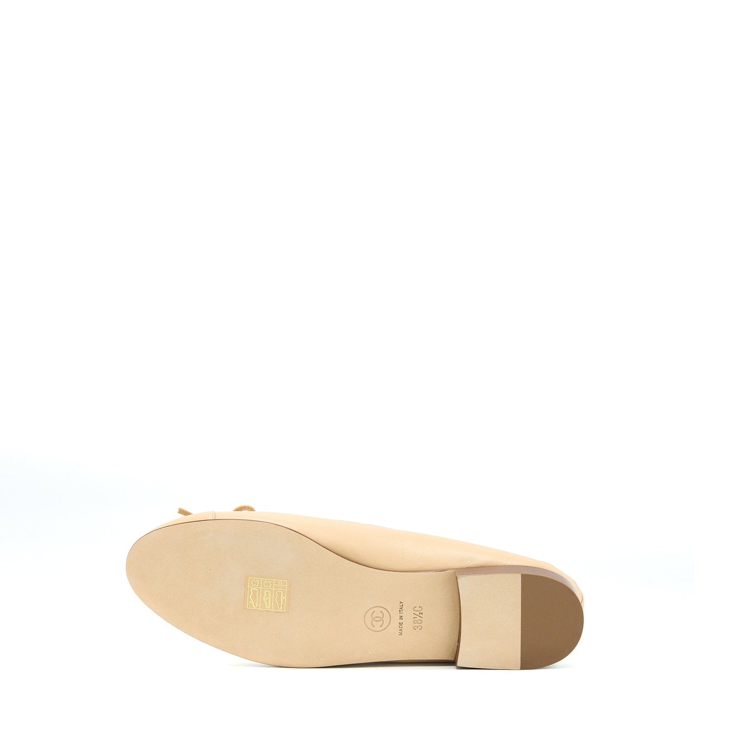 Chanel Size 38.5 Ballerina Flat Shoes Lambskin Beige