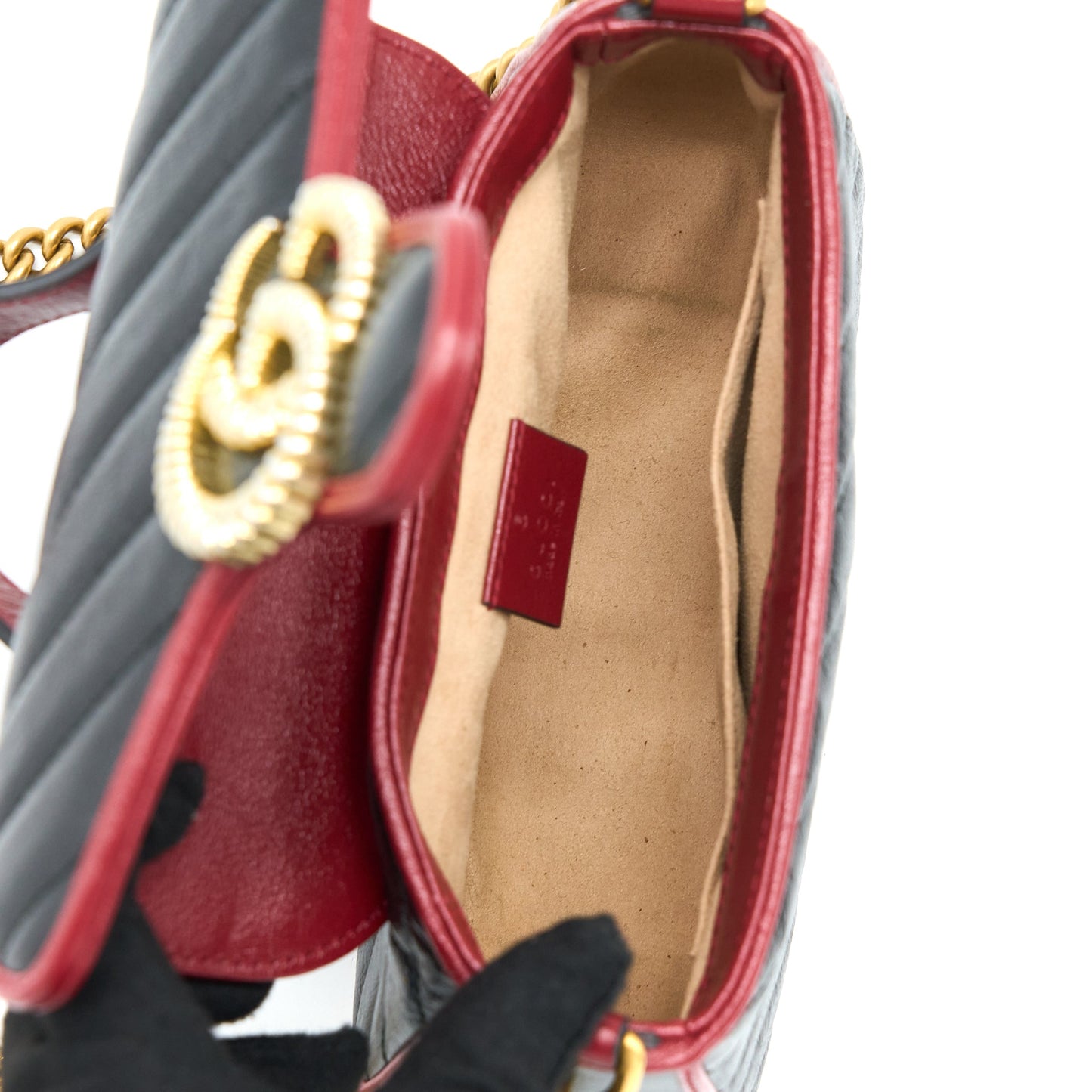 Gucci GG Marmont Mini Top Handle Bag Calfskin Black/Red
