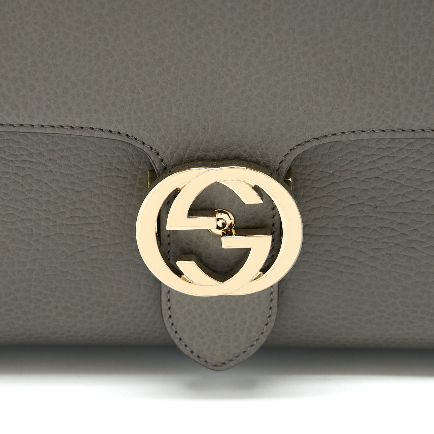 Gucci GG Top Handle Bag Caflskin Grey L