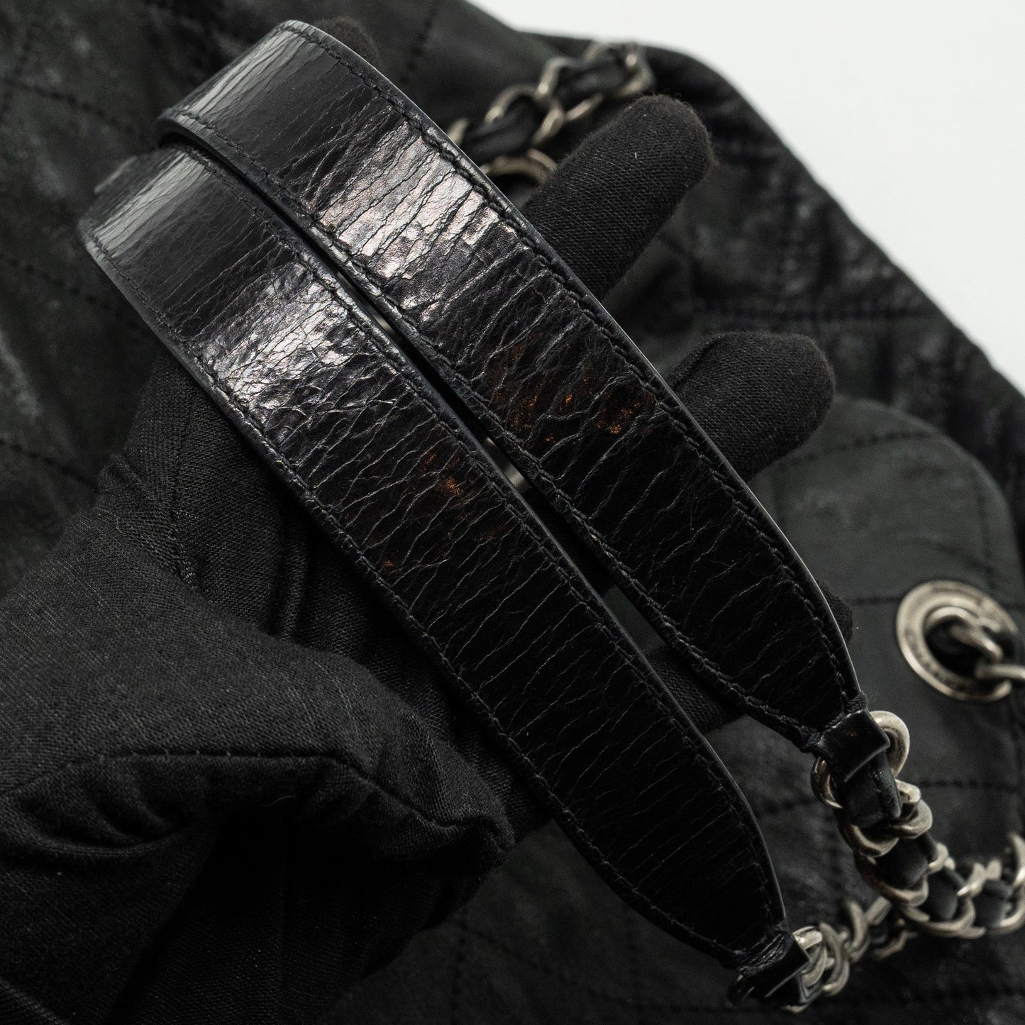 Chanel large quilted shoulder bag Calfskin black
