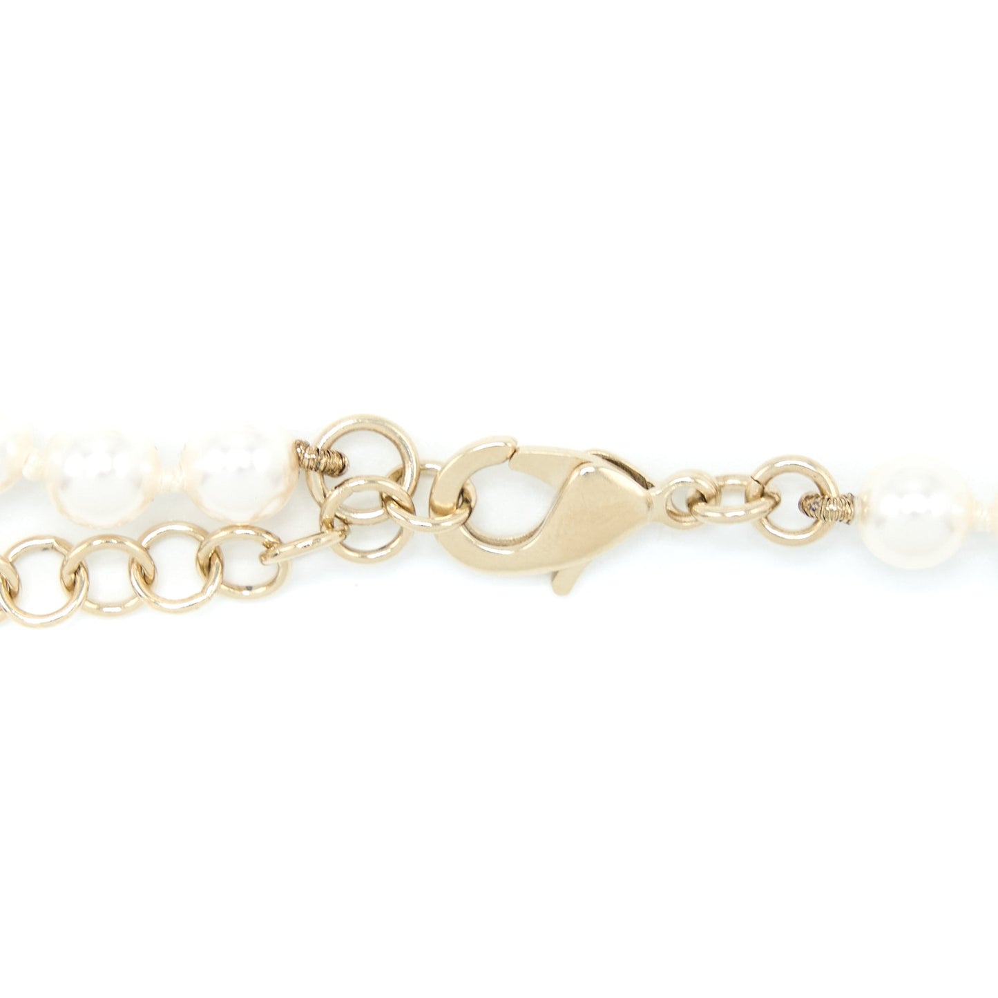 Chanel CC Logo Heart Necklace Pearl/Crystal Light Gold Tone